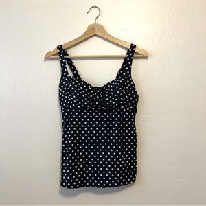 Lands' End Polka Dot Tankini Navy Blue